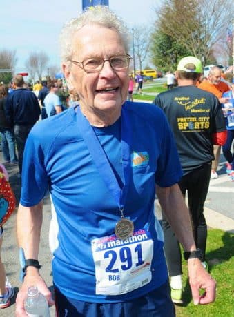 Bob Hörst (age 85) after completing his third half-marathon. Aging doesn't have to spell the end.