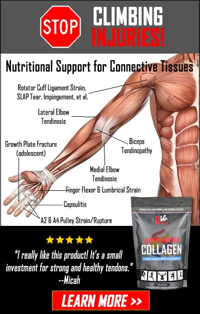 stop climbing injuries p- supercharged collagen powder by physivantage nutrition