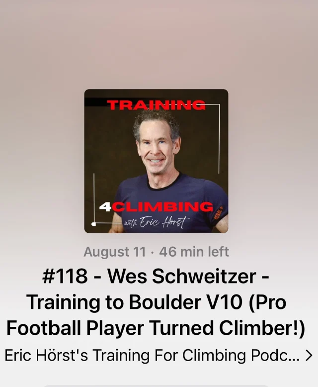 🚨 After nine years as an NFL offensive lineman for the Falcons, Commanders, and Jets, Wes Schweitzer has traded 330-pound trench battles for crimps, slopers, and steep boulders! @schweitzer71 

In this inspiring conversation, Wes shares how climbing started as elbow rehab modality, turned into a passion, and even improved his football performance. We dive into the parallels between elite football and high-level climbing, his challenges with a variety of football-related injuries, and his bold goal: to become the heaviest climber ever to send V10.

Along the way, Wes reflects on career highlights—Super Bowl appearances, facing Aaron Donald, blocking for Matt Ryan and Aaron Rodgers—and his next chapter chasing higher Kilter Board grades and new outdoor climbing adventures. 

🎧Listen in to Eric Hörst’s Training For Climbing podcast on Spotify, Apple Podcasts, or on the training4climbing.com website! 💪🏼